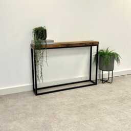 Handmade Solid Wood Console Table Black Steel Frame Hallway Table - thumbnail 4