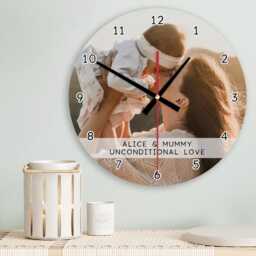 Photo Wall Clock Personalised Glass Wooden 20cm 30cm - Home Decor Anniversary Wedding Birthday Memorial New Baby Sentimental Gifts - thumbnail 2