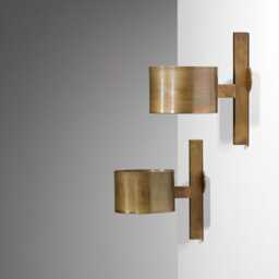 Pair Mid Century Modern Italian Style Glass Antique Vintage Brass Drum Wall Sconce Sputnik Fixture Bedroom Living Hall Minimalist Light Indu - thumbnail 3