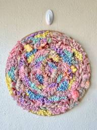 Pastel Dreamboat 16-Inch Round Woven Wall Hanging