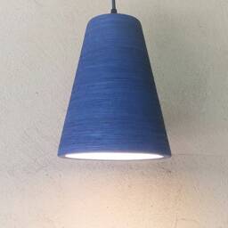 Coastal Blue Ceramic Pendant Light Modern Carved Texture Lighting - thumbnail 2