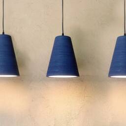 Coastal Blue Ceramic Pendant Light Modern Carved Texture Lighting - thumbnail 4