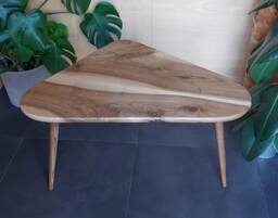 Cute Coffee Table, Tripod, Mid-Century Stand, Tapered Legs, Kidney Shaped, The Sixties, Small Pebble Table