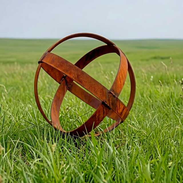 Rustic Metal Garden Sphere Sculpture Handcrafted Art Decor Modern Gallery Artwork For Outdoors - image 1