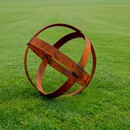 Rustic Metal Garden Sphere Sculpture Handcrafted Art Decor Modern Gallery Artwork For Outdoors - thumbnail 4