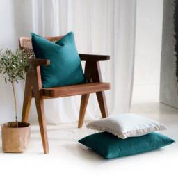 Peacock Green Throw Pillow Cover, Lumbar Or Square Covers, Custom Cushion Covers in Various Sizes, Linen Pillowcase - thumbnail 2