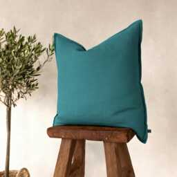 Peacock Green Throw Pillow Cover, Lumbar Or Square Covers, Custom Cushion Covers in Various Sizes, Linen Pillowcase