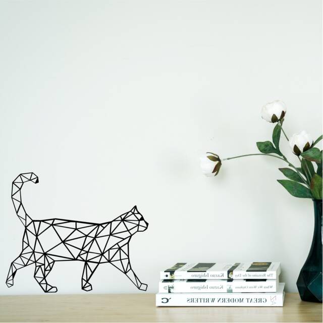 Geometric Cat Wall Art, Minimalist, Modern, Abstract, Decal, Mural, Transfer, Boho -G009, 5 Sizes, 36 Colour Options, Home Decor - image 1