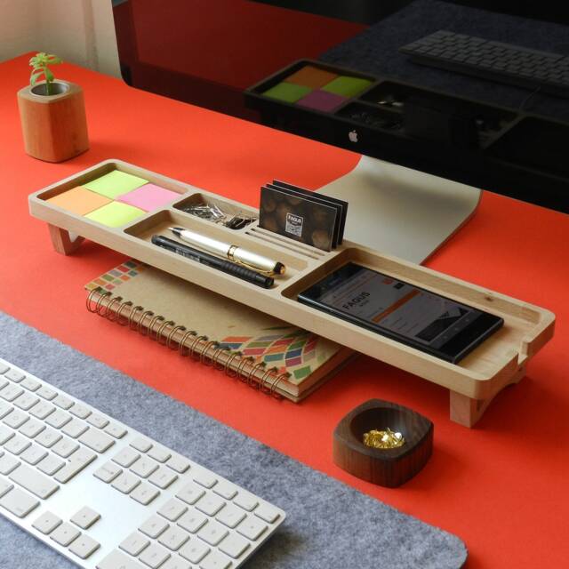Fagus Wood Desk Organizer, Phone Dock, Office Caddy - image 1