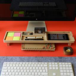 Fagus Wood Desk Organizer, Phone Dock, Office Caddy - thumbnail 3