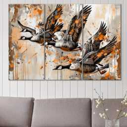 Geese Canvas Print Flock Of Birds, Modern Wall Art - thumbnail 2