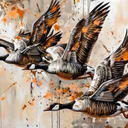 Geese Canvas Print Flock Of Birds, Modern Wall Art - thumbnail 4