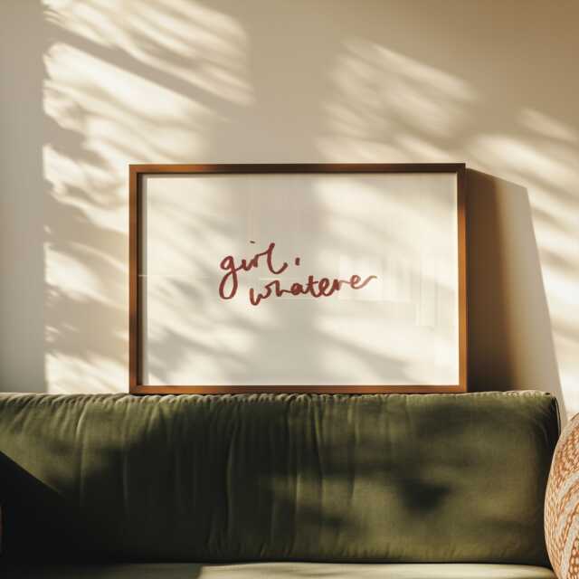 Girl, Whatever Wall Print - Typography Text Motivational Poster Graphic Room Artwork Unproblematic Vibes - image 1