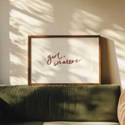 Girl, Whatever Wall Print - Typography Text Motivational Poster Graphic Room Artwork Unproblematic Vibes - thumbnail 1