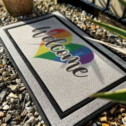 Welcome Rainbow Doormat - Gay Pride Customised Rug Heart Door Mat Customized Gift For Anyone - thumbnail 2