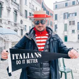 Italy Pennant Flag/Homeage To Madonnas Tshirt in Papa Dont Preach Video Felt Pennant Wall Hanging Banner Italians Do It Better - thumbnail 1