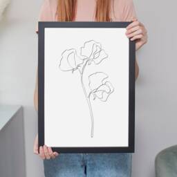 Black & White Floral Line Art Set Of 3 Unframed Prints. Art. Modern. Home. Wall Decor. Trendy. Framing - thumbnail 3