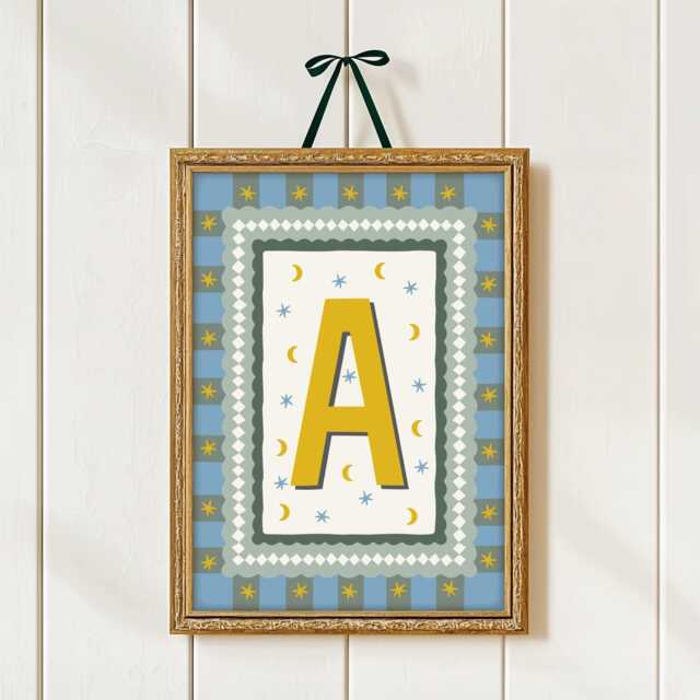 Personalised Initial Print Cottage Core Style , Nursery Prints Girls, Boys, Custom Print, Alphabet Letters Wall Art - image 1