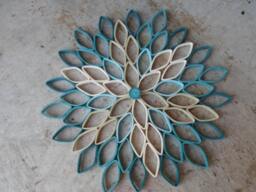 Teal Dahlia Paper Wall Art Geometric Floral Hanging Decor - thumbnail 1