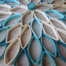 Teal Dahlia Paper Wall Art Geometric Floral Hanging Decor - thumbnail 3