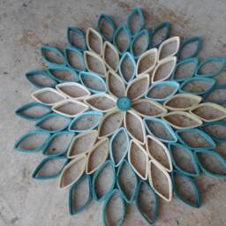Teal Dahlia Paper Wall Art Geometric Floral Hanging Decor - thumbnail 2