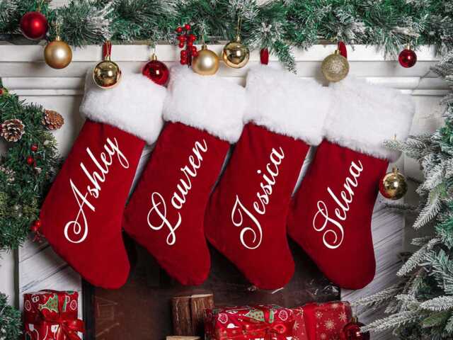 Personalized Red Plush Christmas Stocking, Custom Family Stocking With Name, Holiday Decor, Christmas Gift - image 1