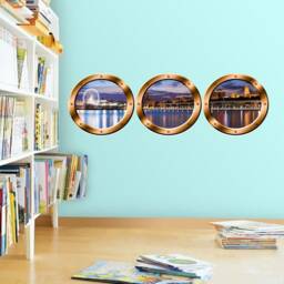 Vwaq 3D Window View Wall Sticker, London Skyline Decal - Porthole Vinyl Stickers - Spw22 - thumbnail 3
