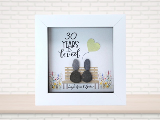 Personalised 30Th Anniversary Pebble Art - Pearl Wedding Gift - image 1