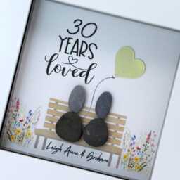 Personalised 30Th Anniversary Pebble Art - Pearl Wedding Gift - thumbnail 2
