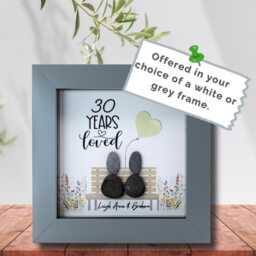 Personalised 30Th Anniversary Pebble Art - Pearl Wedding Gift - thumbnail 3