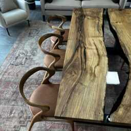 Custom Walnut Wood Epoxy Dining Table Handcrafted Resin River Table - thumbnail 2
