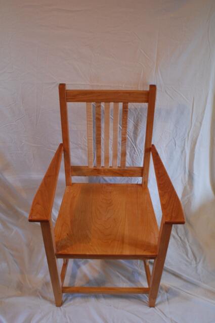 Curly Maple & Cherry Mission Style Arm Chair - image 1