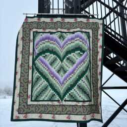 Quilted Blanket - Melinda's Heart- Bargello Wall Hanging- Fabric Art Lap Quilt - thumbnail 3
