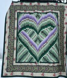 Quilted Blanket - Melinda's Heart- Bargello Wall Hanging- Fabric Art Lap Quilt - thumbnail 1