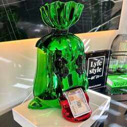 Money Bag Sculpture Chrome Green Pop Art, Alec Monopoly Inspired - thumbnail 3
