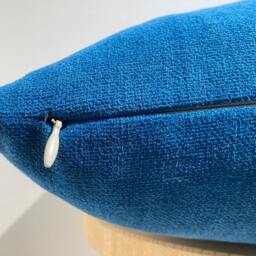 Blue Chenille Pillow Cover, Textured Cotton Blend Throw Pillow, 20x20 - thumbnail 2