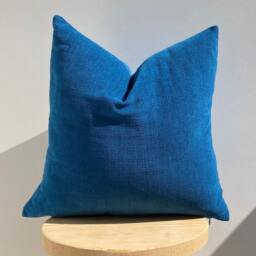 Blue Chenille Pillow Cover, Textured Cotton Blend Throw Pillow, 20x20 - thumbnail 4