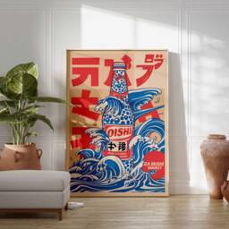 Retro Japanese Poster, Drink Botanical Print, Wall Art, Asian Decor, Oriental Pop Art Decor - thumbnail 2