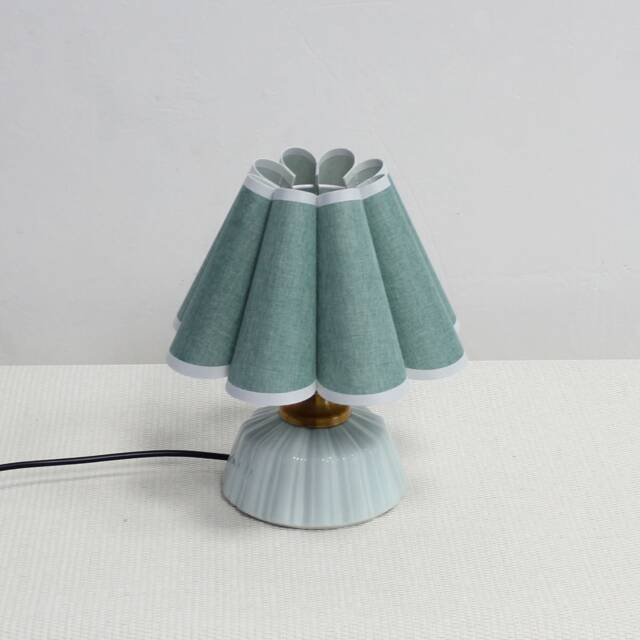 Handmade Green Fabric Table Lamp Ceramic Base, Creative Lighting-105# - image 1