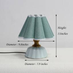 Handmade Green Fabric Table Lamp Ceramic Base, Creative Lighting-105# - thumbnail 2