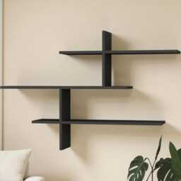 3-Tier Wall Shelf - Floating Storage Unit For Living Room, Office & More - Anthracite, 123 X 80 22 cm - thumbnail 3