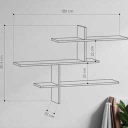 3-Tier Wall Shelf - Floating Storage Unit For Living Room, Office & More - Anthracite, 123 X 80 22 cm - thumbnail 2