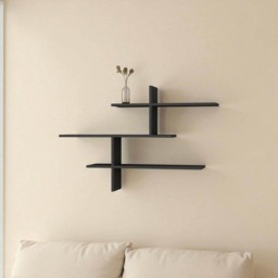 3-Tier Wall Shelf - Floating Storage Unit For Living Room, Office & More - Anthracite, 123 X 80 22 cm - thumbnail 1