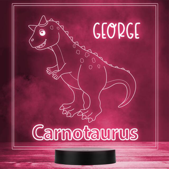 Kids Carnotaurus Dinosaur Fan Cute Led Personalised Gift Night Light - image 1