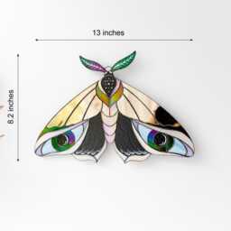 Celestial Stained Glass Moth Wall Hanging Peacock Feather Art Butterfly Sunactcher Boho Home Decor Unique New Gift Gift For Valentines - thumbnail 2