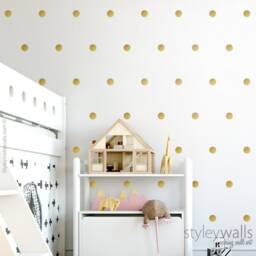 Gold Polka Dots Wall Decal, Golden Confetti Metallic Pattern Circles Nursery Kids Room Decals - thumbnail 2