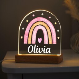 Personalised Led Nursery Lamp, Baby Girl Night Light Gift, Rainbow Light, Birthday Gifts For Kids, Kids - thumbnail 4