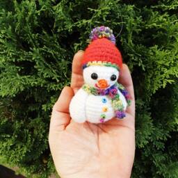 stuffed Crochet Snowman Amigurumi Christmas Ornament Tree Decor, Home Decor - thumbnail 3