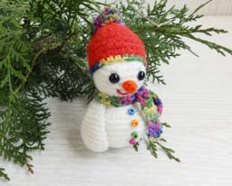stuffed Crochet Snowman Amigurumi Christmas Ornament Tree Decor, Home Decor - thumbnail 1
