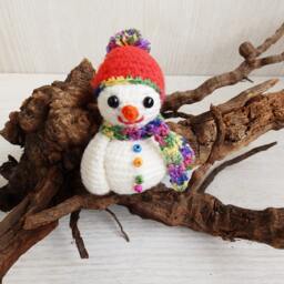 stuffed Crochet Snowman Amigurumi Christmas Ornament Tree Decor, Home Decor - thumbnail 2